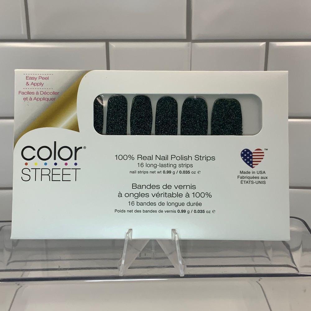 Color Street Gaelic Greenery Nail Polish Strips Dark Green Glitter 16 Count